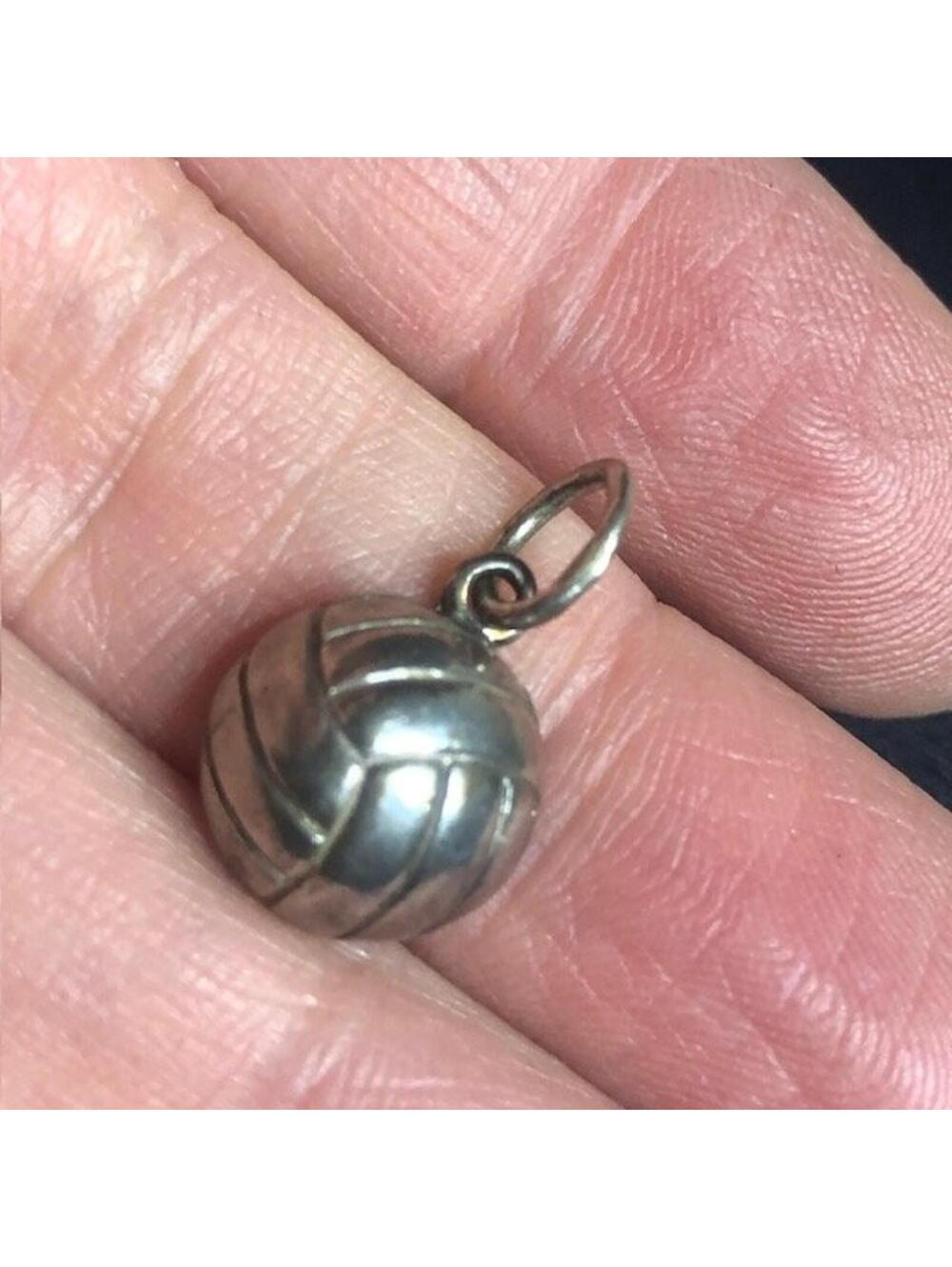 B2077 Sterling Silver 925 Volleyball Charm Pendant Sports Jewelry Small